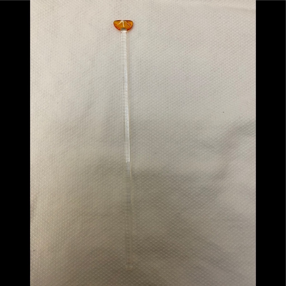 🔵4/$20 “ORANGE” Princess House Glass Swizzle Stick Stirrer NEW